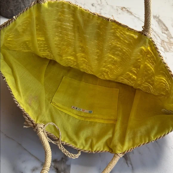ROXY Straw Tote Bag Beachy Resortwear Retro Surf Travel - Picture 8 of 9